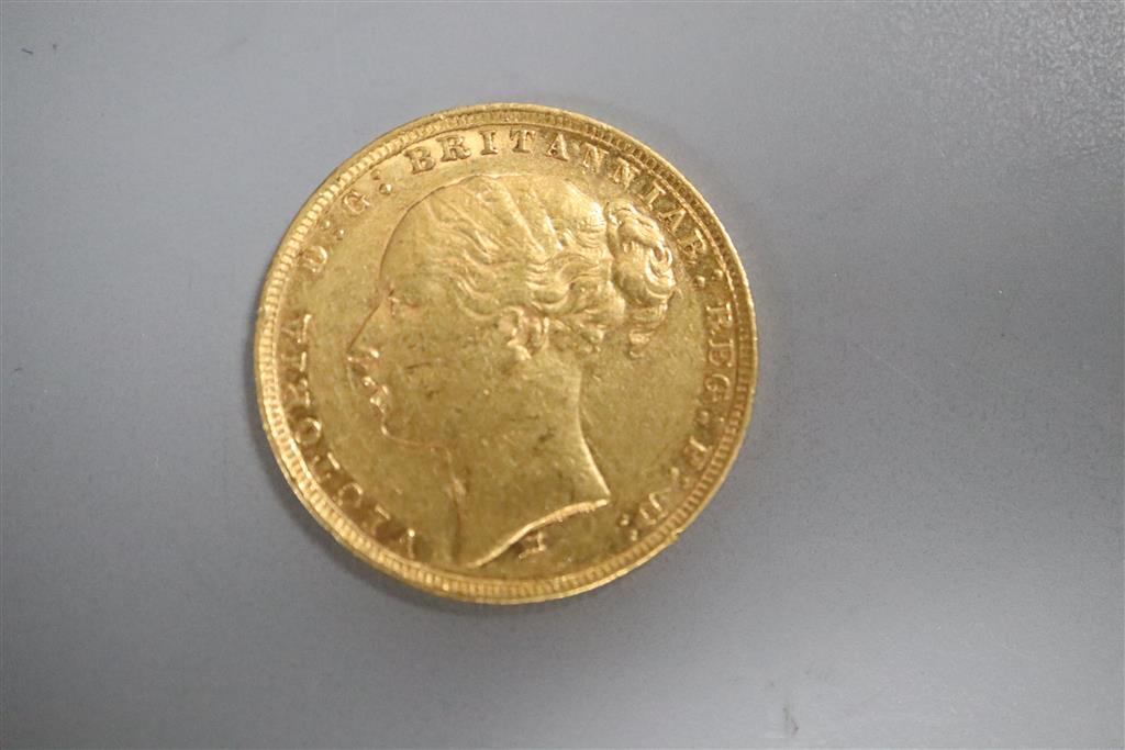 A Victoria 1879 gold sovereign, Melbourne mint.